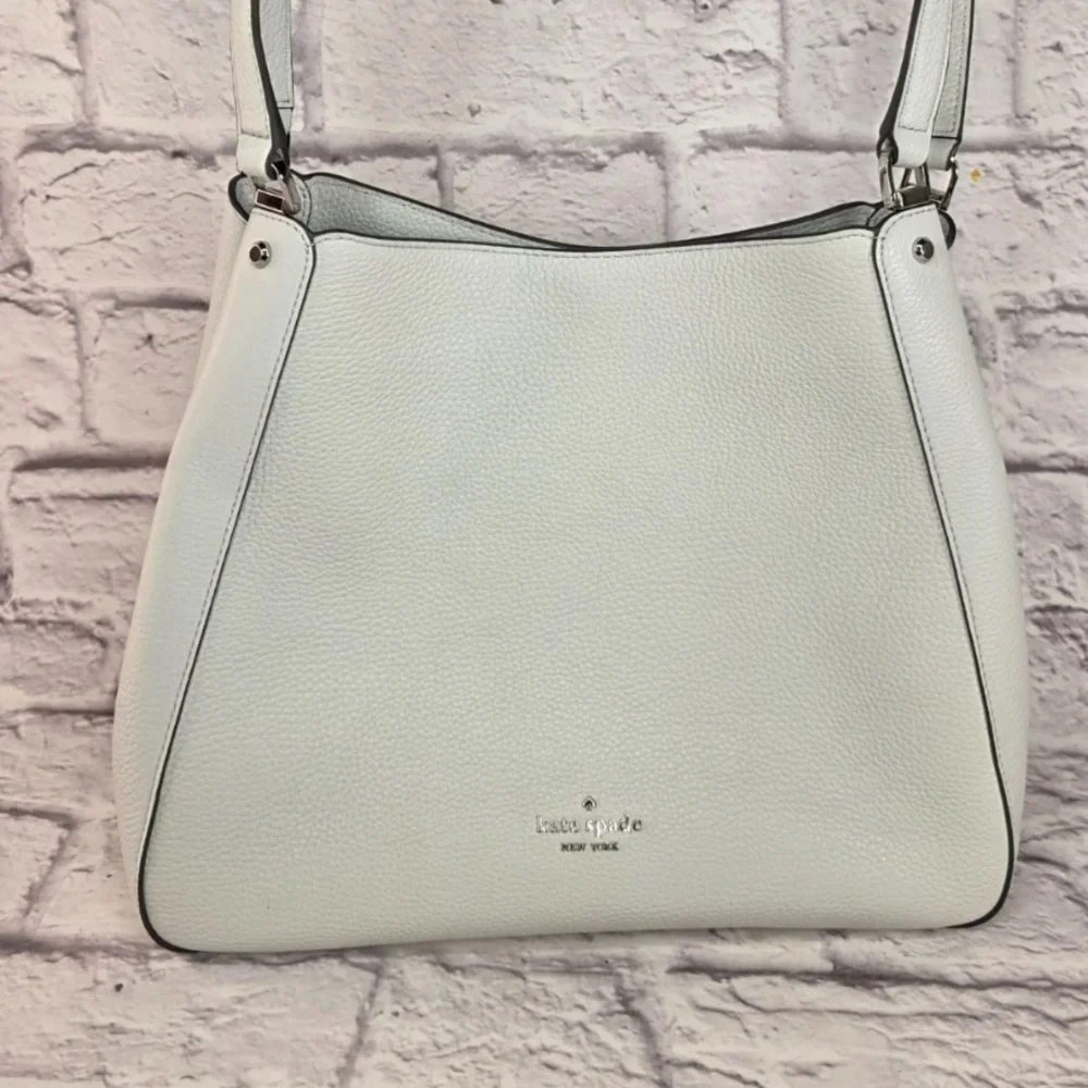 Kate Spade Leila Triple Medium Compartment Leather Shoulder Purse Lime Sherbert